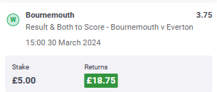 Bournemouth v Everton bets